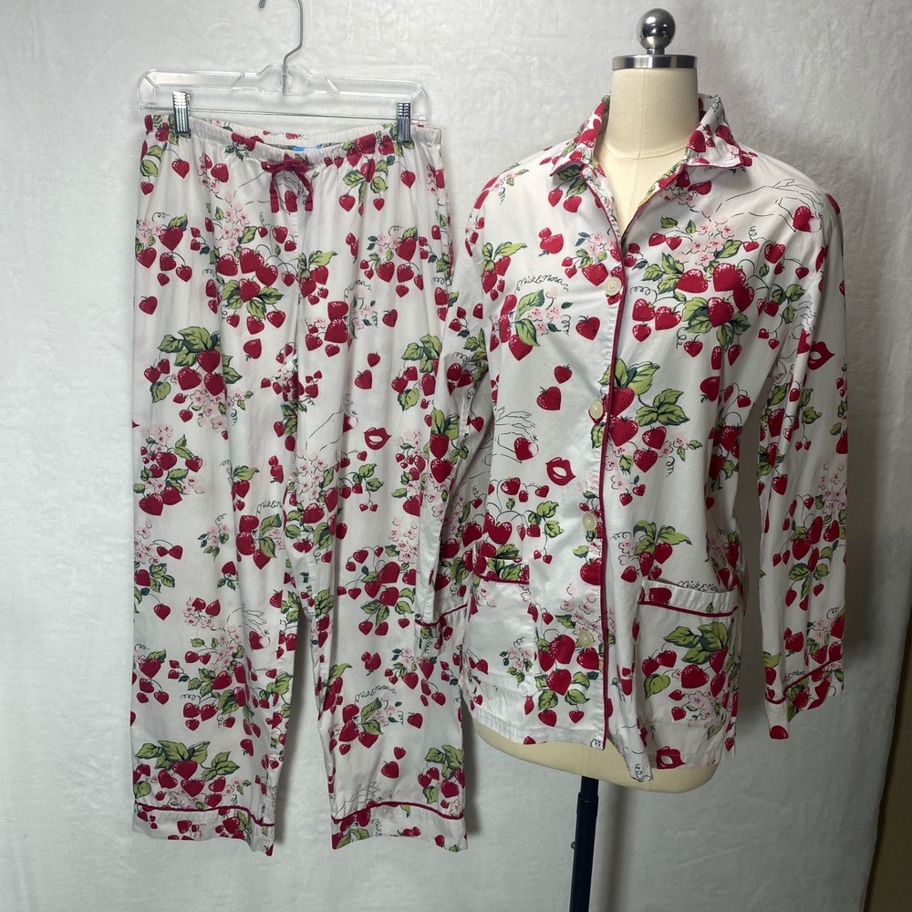 Nick & Nora Pajama Set Strawberry Kisses Womens S Sleepwear Lounge PJ Comfy Cute